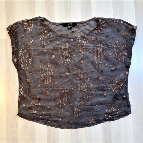 Forever 21 XXI Sheer Glitter Mesh Top - Size Small - Picture 5 of 11